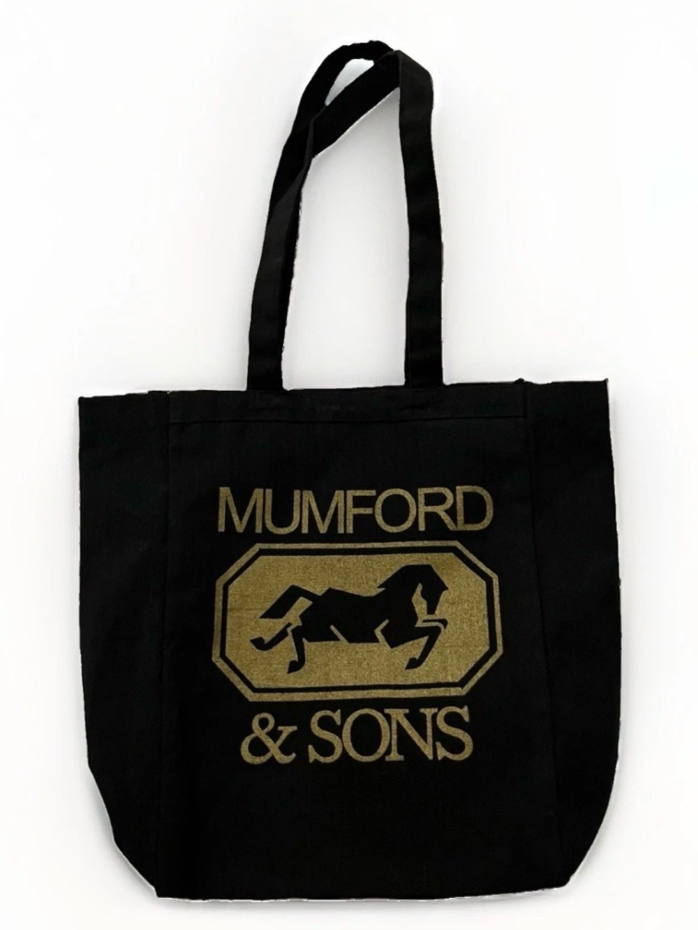 Mumford & Sons Merchandise Black Tote Bag with Gold Horse Logo